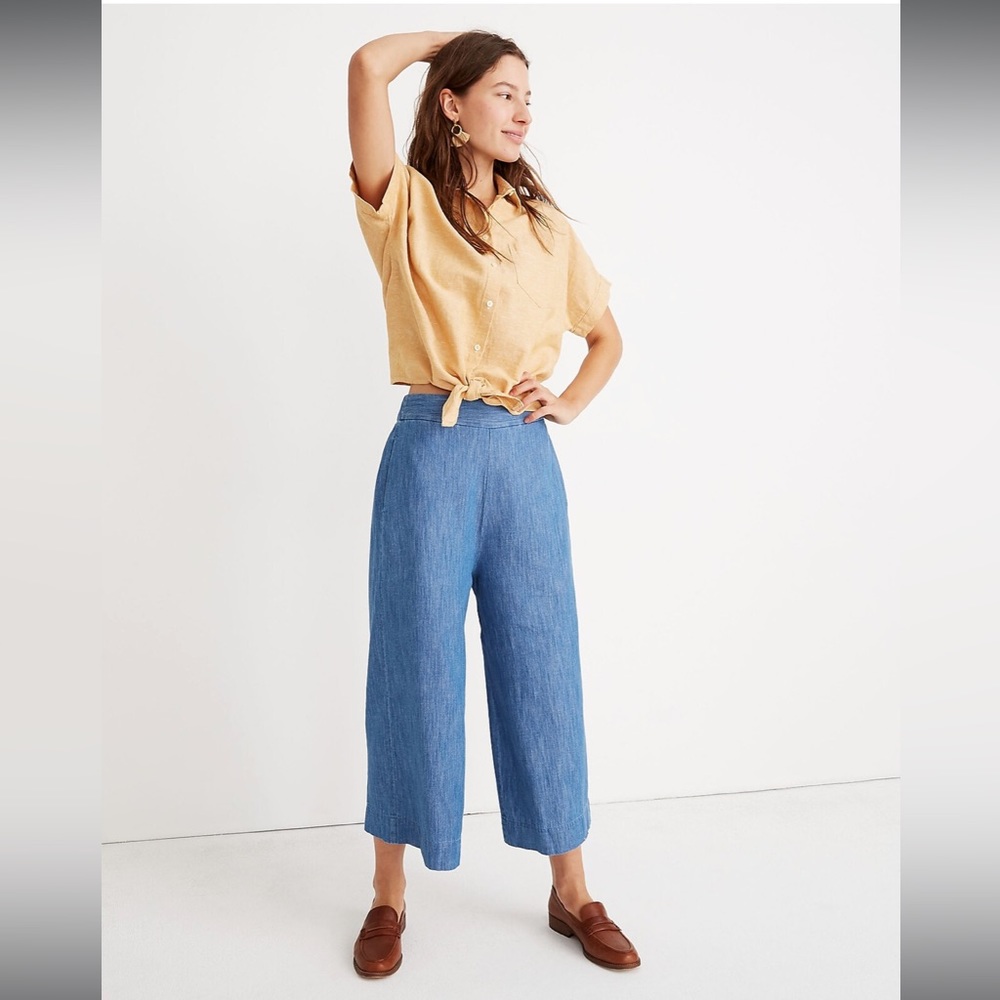 MADEWELL Chambray Houston Pull-on Crop Pants